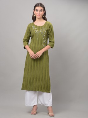 Dollar Missy Women Self Design Straight Kurta(Green)