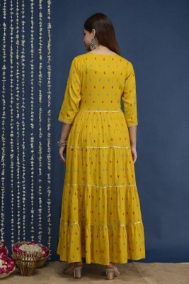 JAS CREATION Women Printed Anarkali Kurta(Yellow)