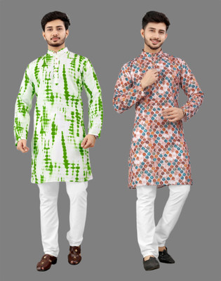 DHASU TRENDZ Men Dyed/Ombre, Printed Straight Kurta(Multicolor)