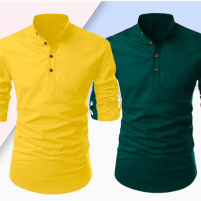 S KUADA Men Solid Straight Kurta(Multicolor)