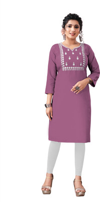 nejadhari tax Women Embroidered A-line Kurta(Purple)
