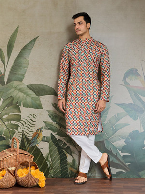 Zarista Creation Men Embroidered A-line Kurta(Multicolor)