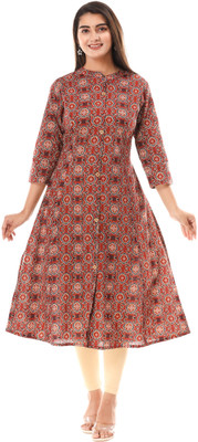 VIHAAN IMPEX Women Abstract A-line Kurta(Maroon)