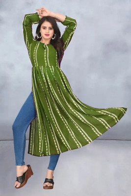 dealbazaars Women Printed Anarkali Kurta(Green)