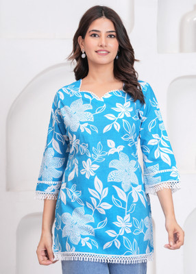 Aanvikurti Women Self Design Straight Kurta(Light Blue)