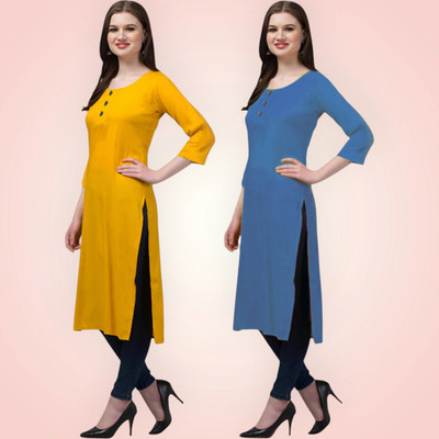 Coft Women Solid Straight Kurta(Multicolor)