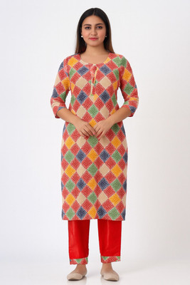 ZENVORAA Women Geometric Print, Printed A-line Kurta(Multicolor)