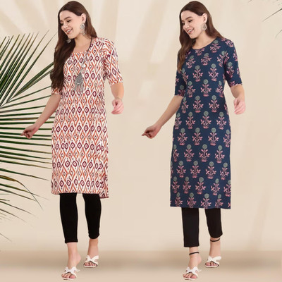 EthnicBasket Women Printed Straight Kurta(Multicolor)