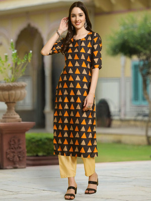 Moda Rapido Men Solid Straight Kurta(Black)