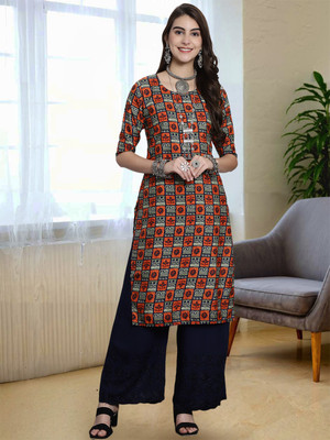Moda Rapido Women Printed A-line Kurta(Red)