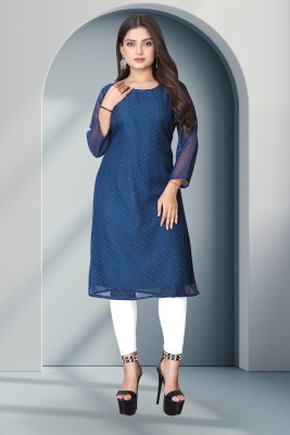 Lakshya Fashion Mart Women Self Design Straight Kurta(Light Blue)