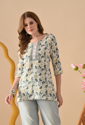 SHREE MAHAVEER TEXTILE Party Printed Women Grey Top