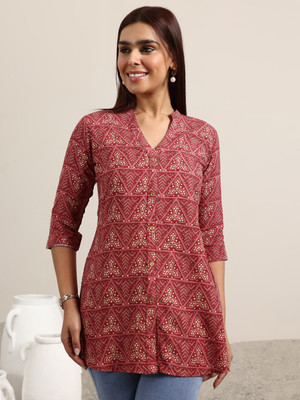 LIBAS Women Printed Straight Kurta(Purple)