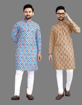 DHASU TRENDZ Men Printed Straight Kurta(Multicolor)