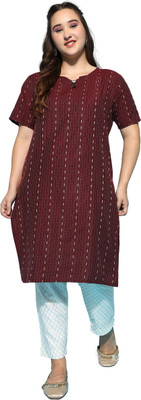 ANUSHIL Women Printed Straight Kurta(Maroon)