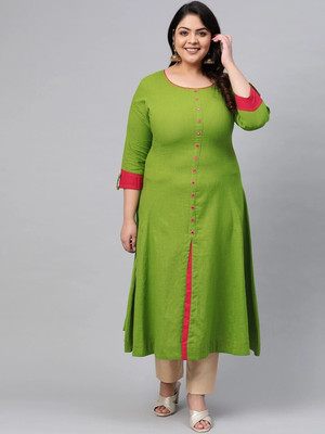 Yash Gallery Women Printed Anarkali Kurta(Green)
