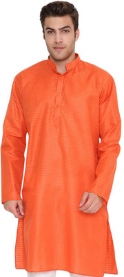 MAHARAJA Men Self Design Straight Kurta(Orange)