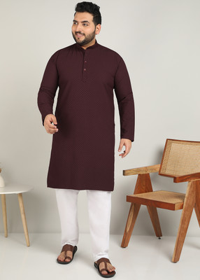 METRONAUT PLUS Men Solid A-line Kurta(Maroon)