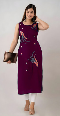 NETRA HADWORK Women Embroidered Flared Kurta(Brown)