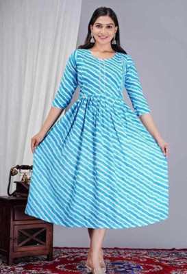 REHAN Women Bandhani Flared Kurta(Red)