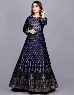 MUHAL Women Printed Anarkali Kurta(Green)