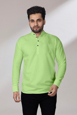 LIRMO Men Solid Straight Kurta(Light Green)