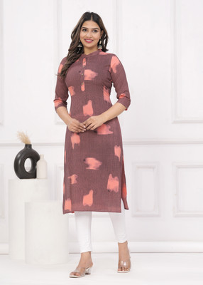 METAFAB Women Printed Straight Kurta(Pink)