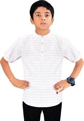 MADE IN THE SHADE Boys Printed Straight Kurta(White)