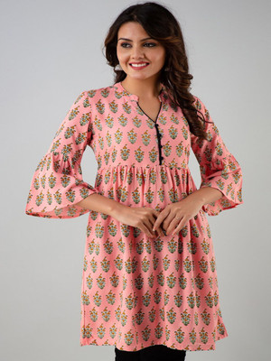 all about you Women Printed A-line Kurta(Pink)