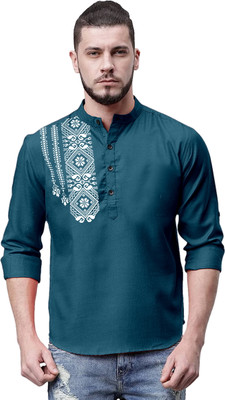 FOLGEN Men Self Design Straight Kurta(Multicolor)