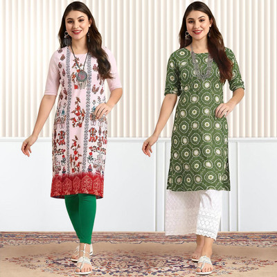 1 Stop Fashion Women Printed A-line Kurta(Multicolor)