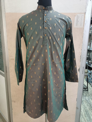 Apuesto Men Printed Straight Kurta(White, Dark Green)