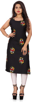 HouseOfCommon Women Striped A-line Kurta(Black)