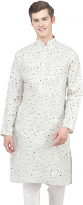 SG LEMAN Men Polka Print Ethnic Dress Kurta(Grey)