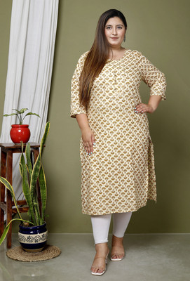 Avnii Women Printed, Floral Print Straight Kurta(Yellow)