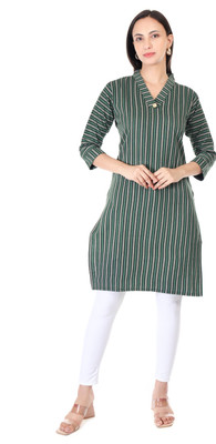 shan Collection Women Embroidered A-line Kurta(Green)