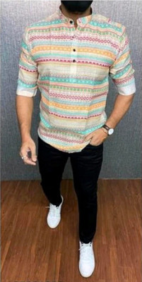 ISUELFAB Men Printed Straight Kurta(Multicolor)