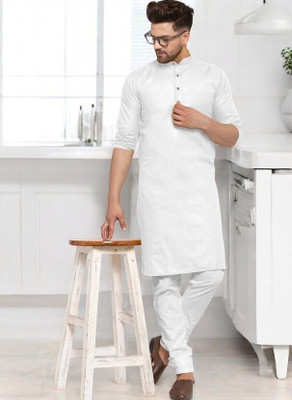 Rashmi Genz Men Printed Straight Kurta(White)
