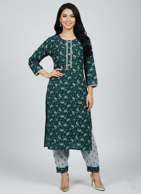 spellbound fashion Women Paisley Straight Kurta(Green)