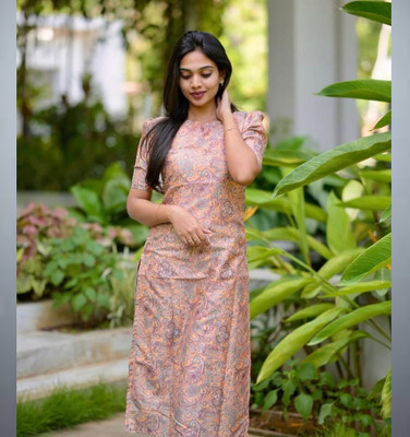 Vraj Enteprise Women Printed Straight Kurta(Beige)