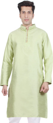 Voniry Men Solid Straight Kurta(Light Green)