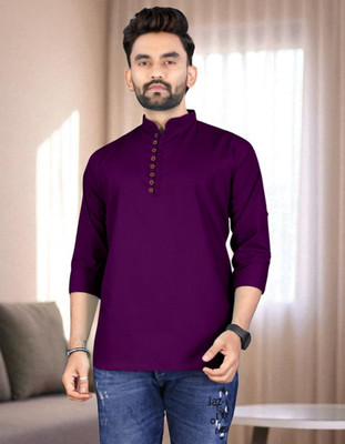 click n buy Men Solid Trail Cut Kurta(Multicolor)