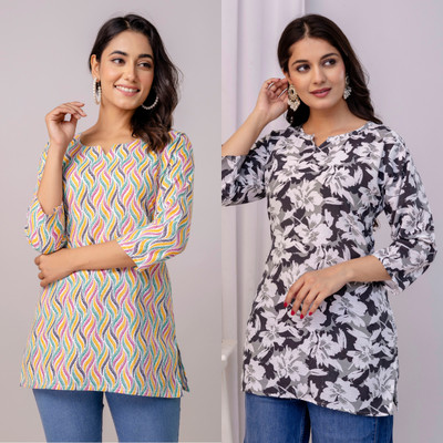 Dangra Women Floral Print Tunic Kurta(Multicolor)