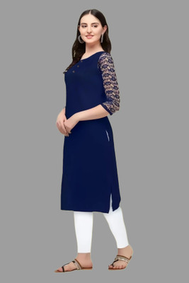 Coft Women Solid A-line Kurta(Blue)
