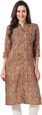 Meher Impex Women Printed Straight Kurta(Brown)