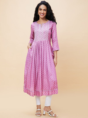 Globus Women Bandhani A-line Kurta(Pink)