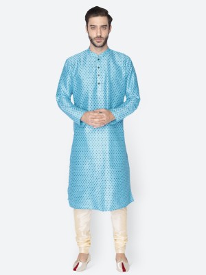 Namaskar Men Printed A-line Kurta(Blue)