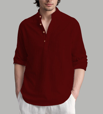 Apektra Men Solid Straight Kurta(Maroon)