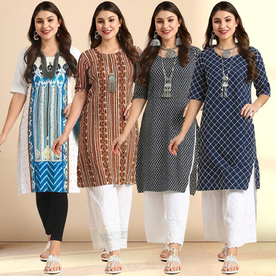 1 Stop Fashion Women Printed A-line Kurta(Multicolor)