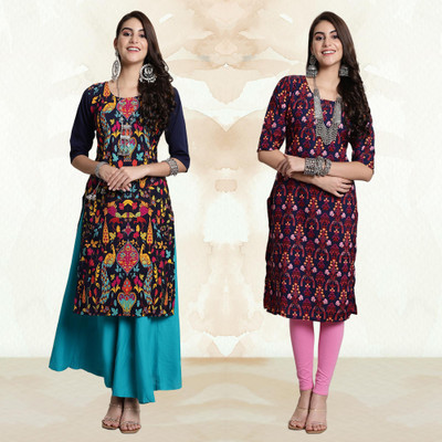 Moda Rapido Women Printed A-line Kurta(Multicolor)